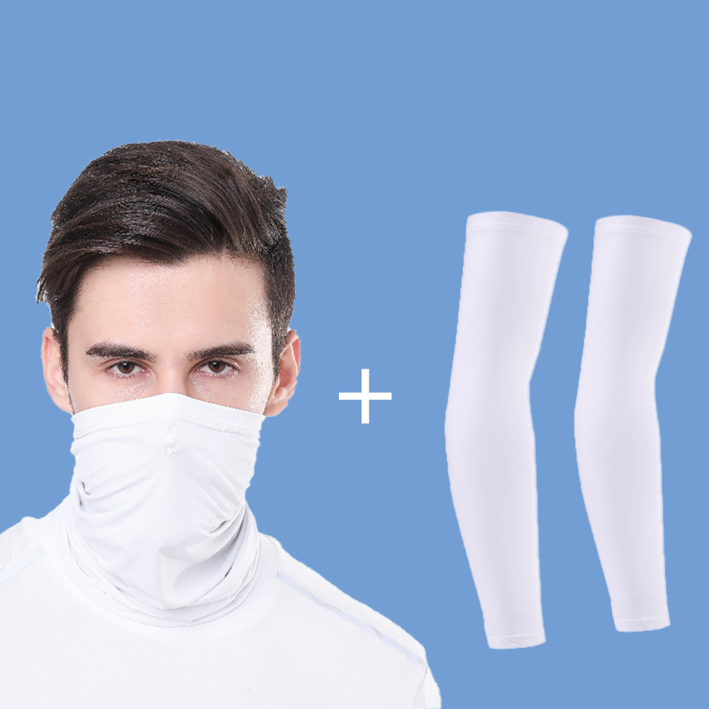 Picture of Cross-border Lycra Ice Silk Sleeves Sports Outdoor Riding Sunscreen Sleeves Nylon Real Ice Silk Hood Mask Set