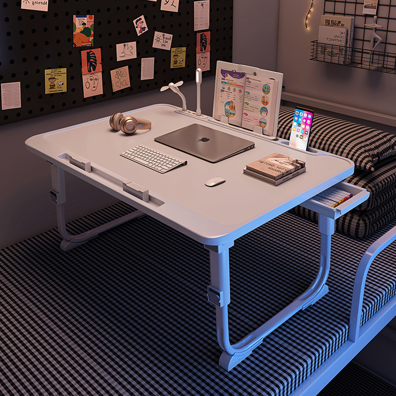 Lifting Bed Folding Small Table Dormitory Student Multifunctional Charging Table with Lamp Home Bedroom Student Study Table