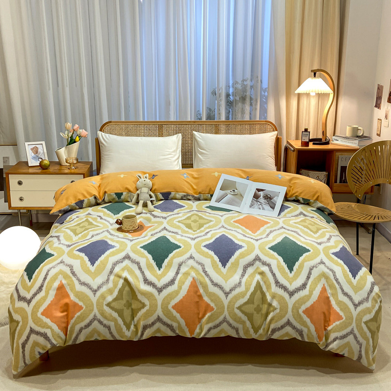 Picture of Cotton brushed duvet cover single piece modern simple single double dormitory thickened quilt cover pure cotton duvet cover single piece