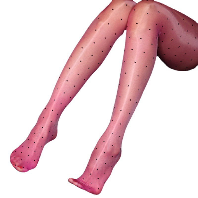 Picture of Aurora Series Wave Point Waist T Crotch Silk Oil Gloss Transparent Pantyhose Thin Sexy Silk Stockings Transparent with Foot