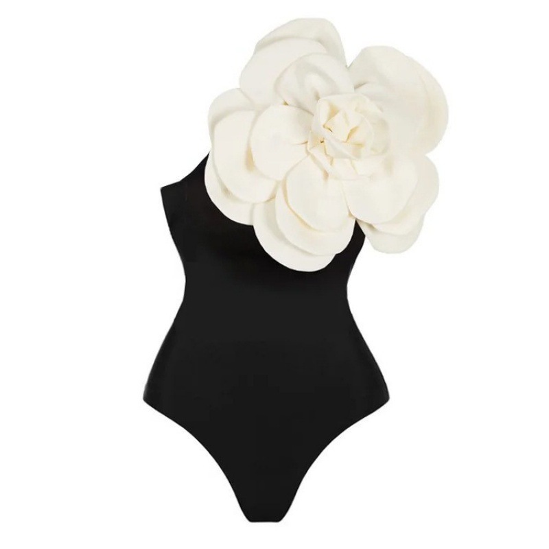 Picture of 2024 Amazon AliExpress one-piece swimsuit 3D big flower decoration sexy Peco Peco print swimsuit suit women