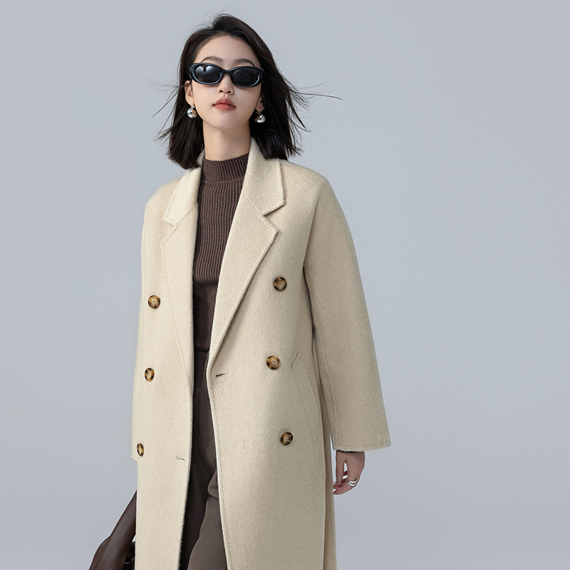 Camel velvet double-sided coat women's woolen mid-length coat sense 2023 autumn and winter New Fashion