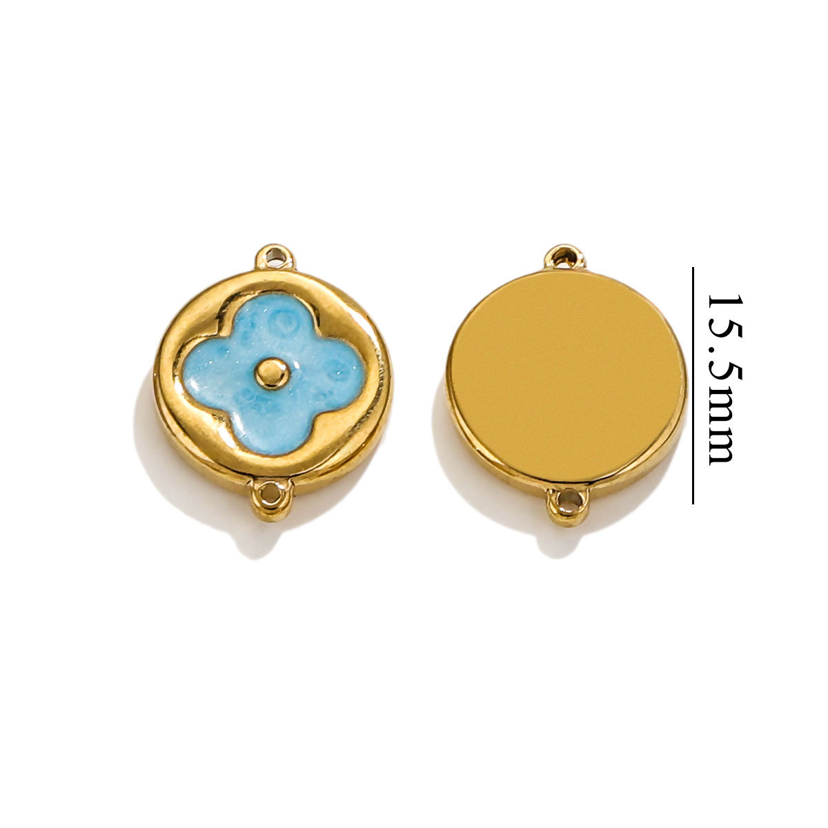 Picture of Spot Wholesale Strong Color Retention Electroplating 18K Gold-Plated Inlaid Four-Leaf Clover Double Hanging Bracelet Necklace DIY Jewelry Accessories