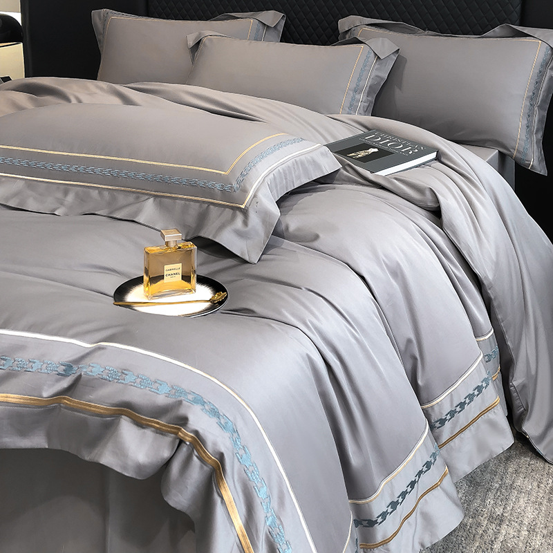 Picture of Light luxury 200S long staple cotton cotton four-piece set 100 cotton bedding sheets quilt cover bed 4-piece set a generation of hair