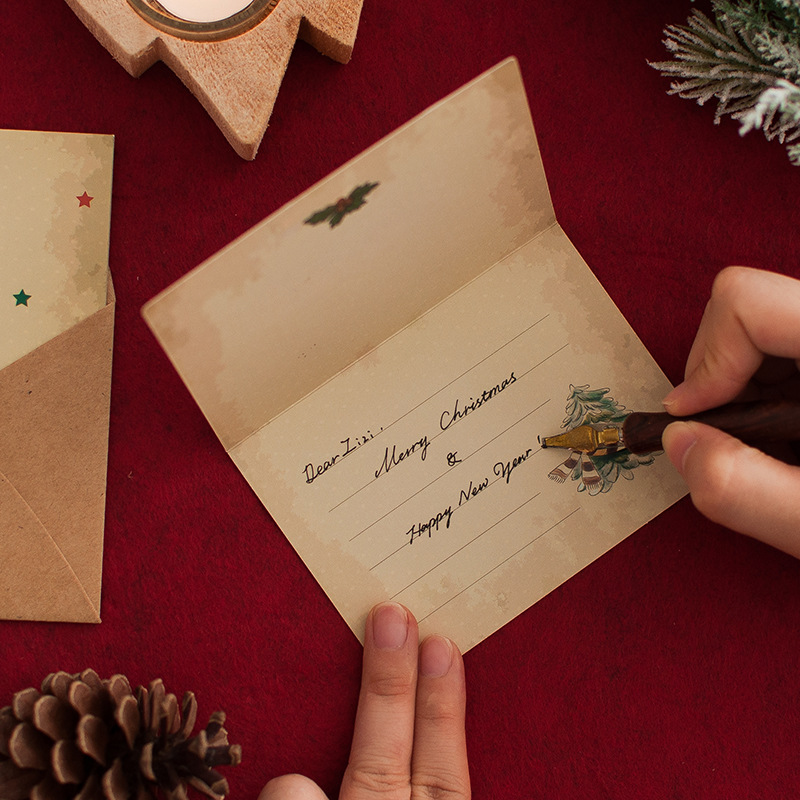 Picture of Senyu Leaf Vintage Christmas Greeting Card suit Blessing Business Confession Christmas Eve Holiday Simple Small Fresh Greeting Card