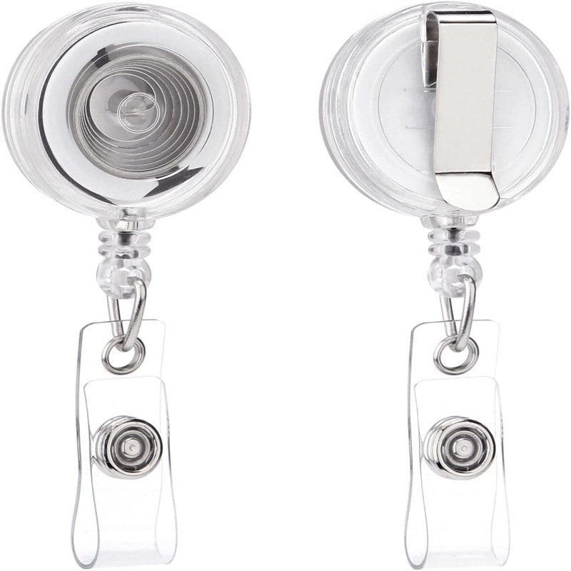 Picture of Spot transparent rotating back clip badge reel retractable easy-to-pull ID badge anti-lost key chain back clip buckle