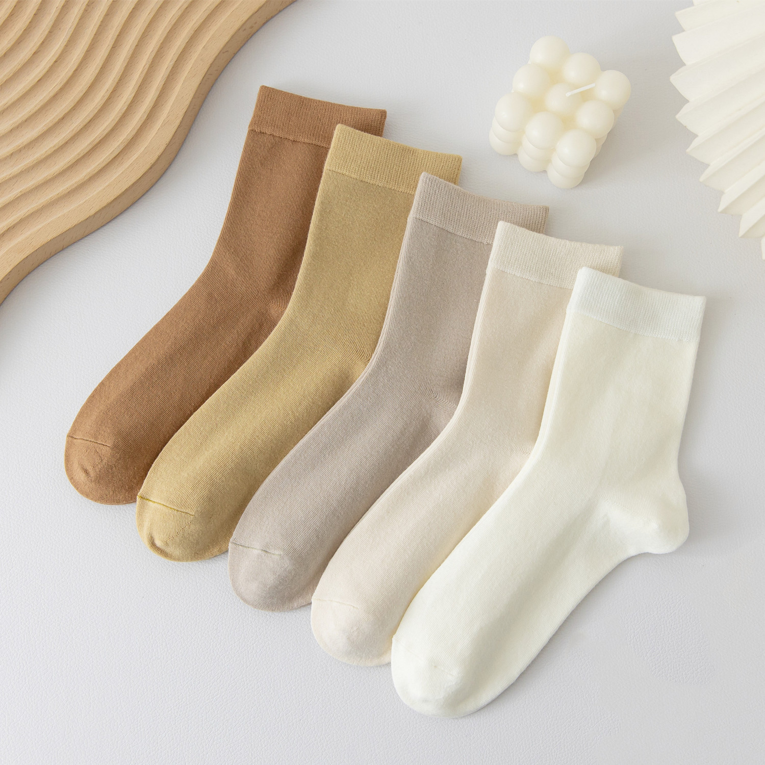 Nine Line Antibacterial Deodorant Bamboo Fiber Socks Women's Middle Tube genuine goods Deodorant Solid Color Korean Style Candy Women's Socks Long Waist