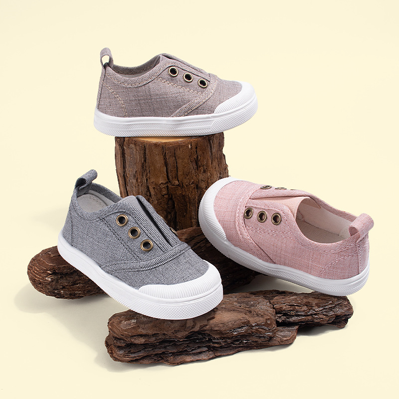 25 spring buttonhole elastic feet small and medium-sized children's canvas shoes new casual cold sticky boys and girls shoes cross-border wholesale