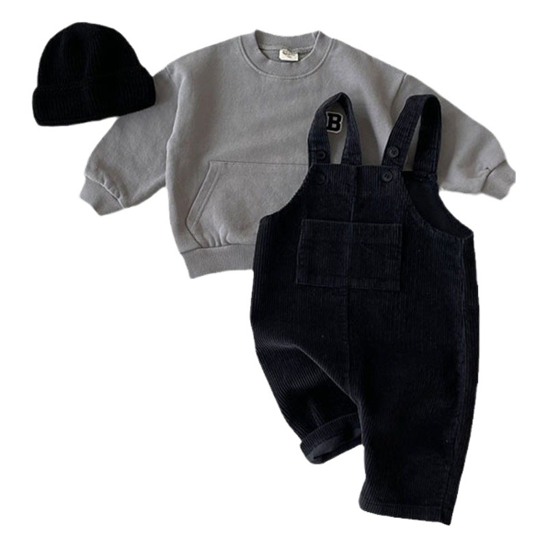 Ins Korean Style Children's Spring and Autumn New Arrival Jumpsuit for Boys and Girls Baby Corduroy Baby Trendy Casual Bags