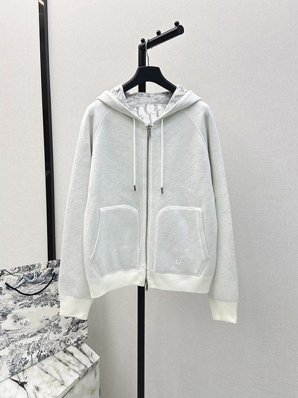 High-End White Single-Sided Cashmere Jacket for Women, 2025 Autumn and Winter New Fashion Versatile Letter Cardigan Hooded Sweatshirt
