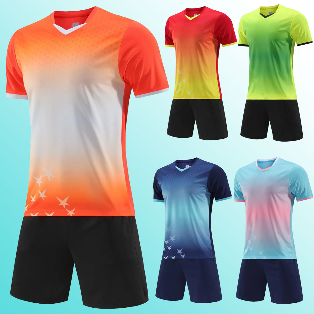 New Season Football Uniform Short-Sleeved Suit for Adults and Children Football Game Jersey Blank Training Uniform Jersey Personalized Brush