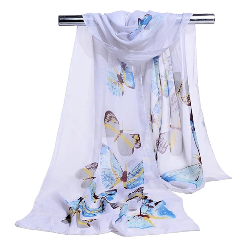 New chiffon scarf long scarf versatile butterfly printed scarf pink beach towel female insect pattern