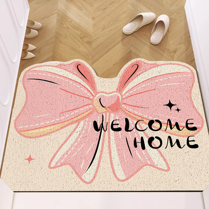 Bow knot entrance floor mat silk ring can be cut door shoe changing area entrance mat dirty-resistant wash-free pvc non-slip mat