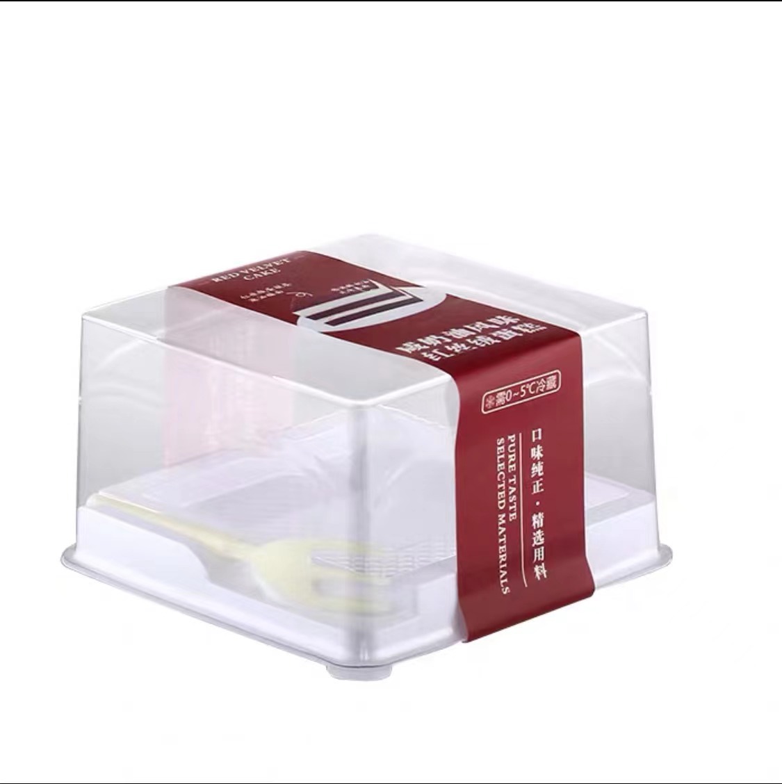 Picture of Red Velvet Cake Black Forest Packaging Box Anti-fog Transparent Cake Blister Box Cut Box Baking Packaging Packaging Box