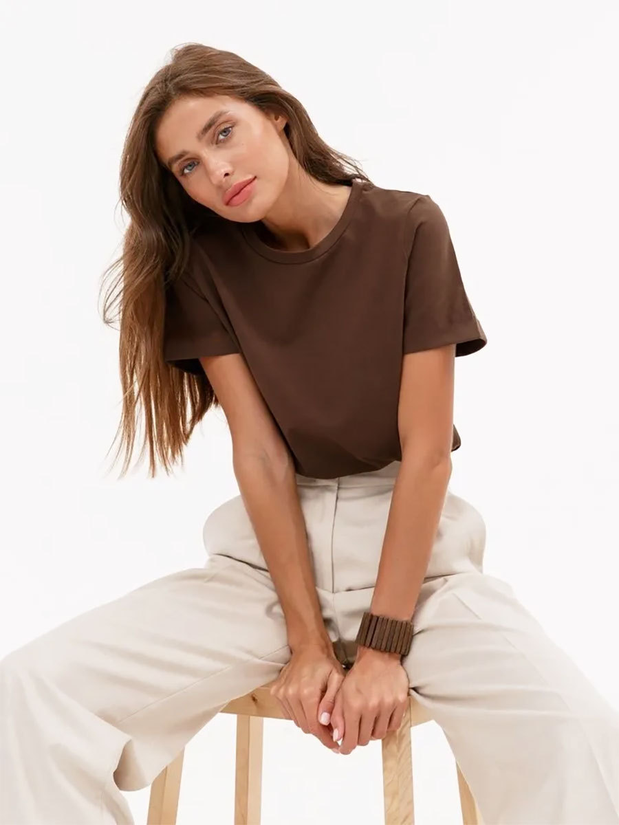 Picture of Cross-Border Short-Sleeved T-Shirt European and American 2025 Summer New Women's Fashion Casual Home Work Clothing Versatile Round Neck Short-Sleeved T-Shirt