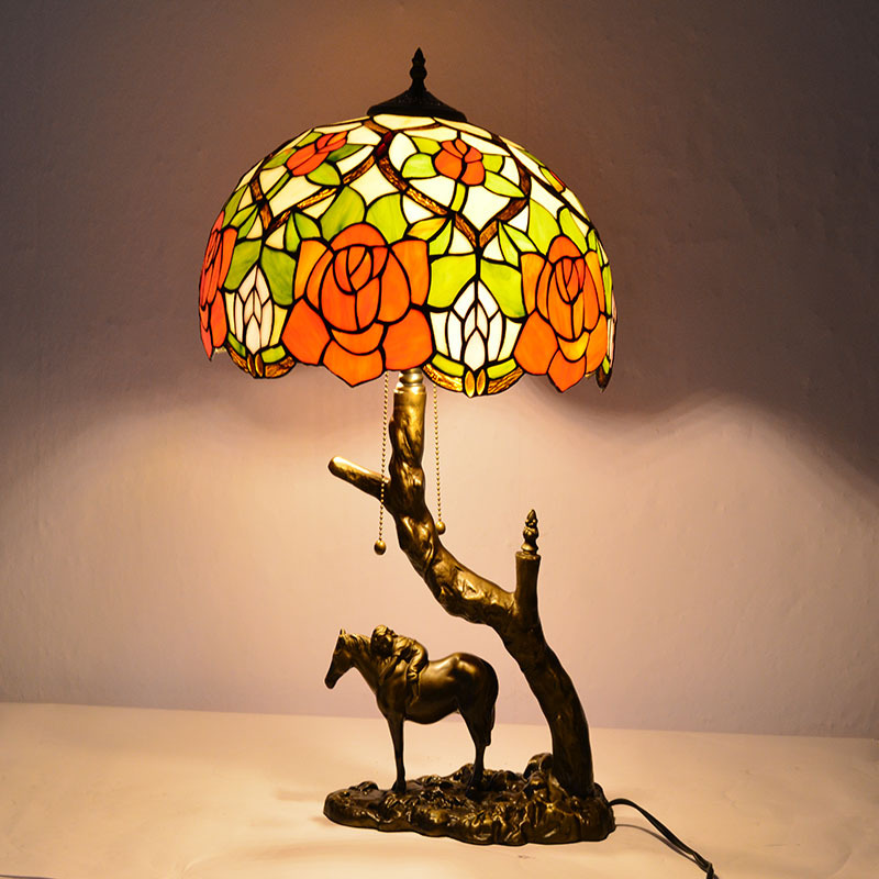 Huijing Tiffany Tiffany Lamp Glass Table Lamp European Retro Tiffany Desk Lamp Ambient Light Atmosphere Lighting