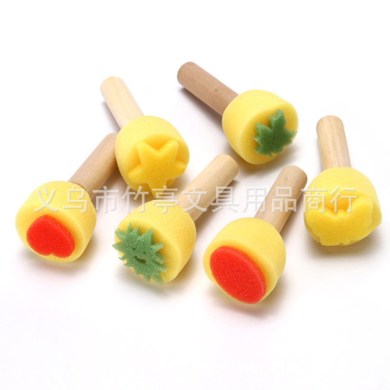 Picture of Children's painting graffiti seal painting sponge brush DIY sponge seal 6 piece set