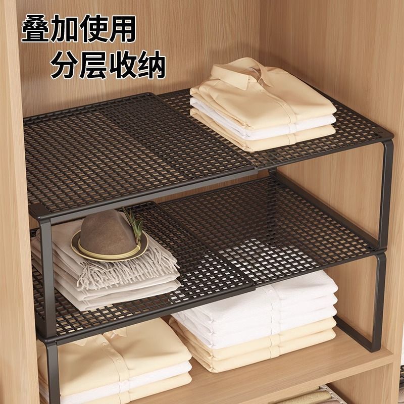 Wardrobe layered partition cabinet partition cabinet retractable bedroom shelf shoe cabinet separation storage
