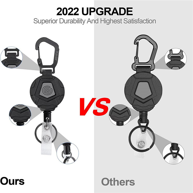 Cross-Border Laser Logo Stainless Steel Wire Rope Easy-Pull Buckle Outdoor Mountaineering Fishing Telescopic Keychain in Stock