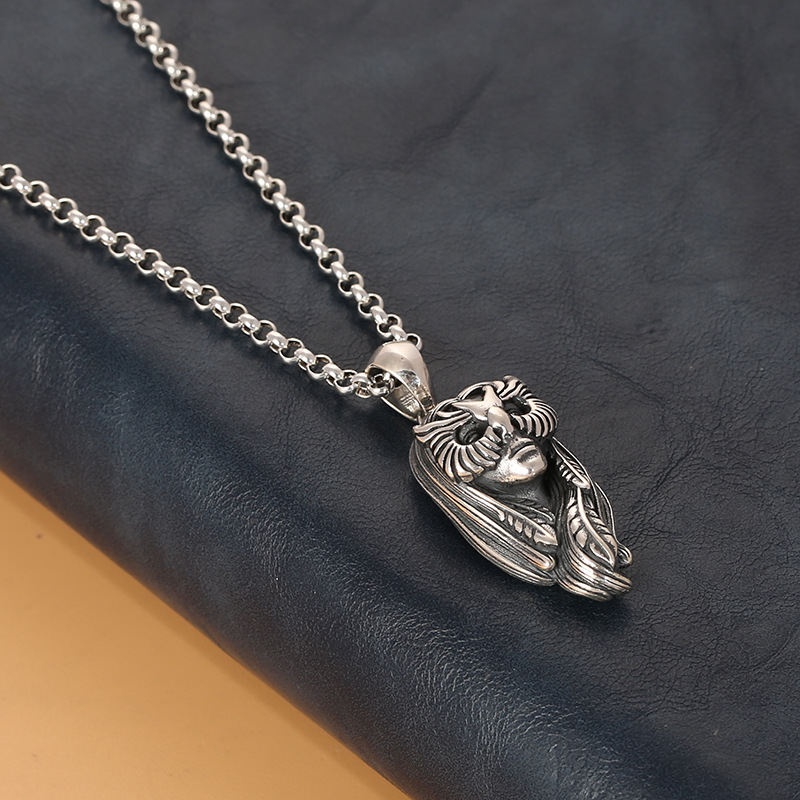 Picture of S925 Sterling Silver Couple Pendant Personality Make Chief Personality Original Woolen Chain Pendant Factory Wholesale Jewelry