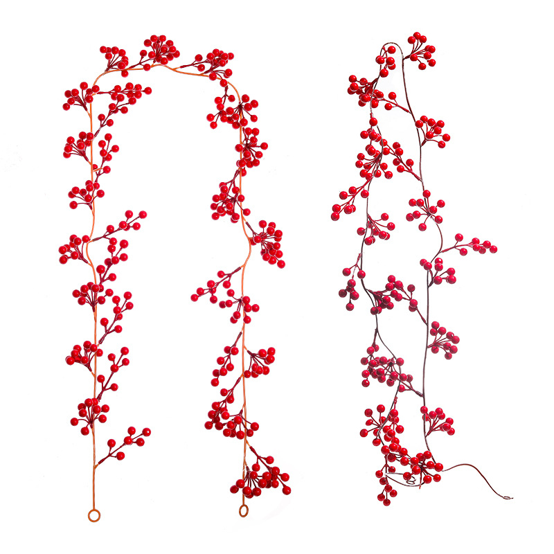 Picture of Artificial Christmas Red Fruit Berry Rattan Cross-border Christmas Atmosphere Decoration Home Decoration Christmas Red Fruit Rattan