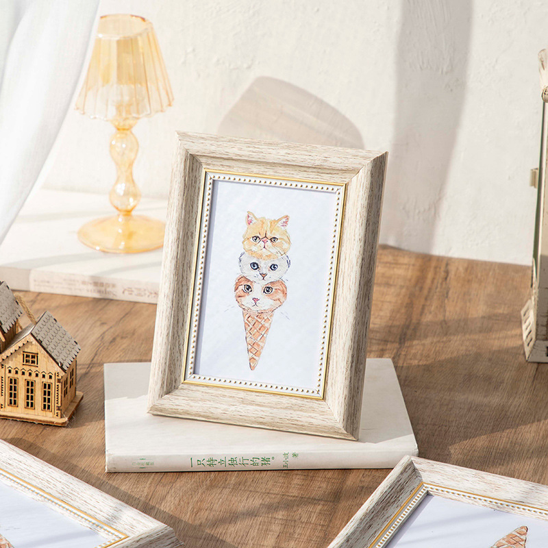Picture of American photo frame table 6 inch 7 inch 8 inch 10 12 inch A4 retro photo frame wall hanging children's photo rack photo frame wholesale