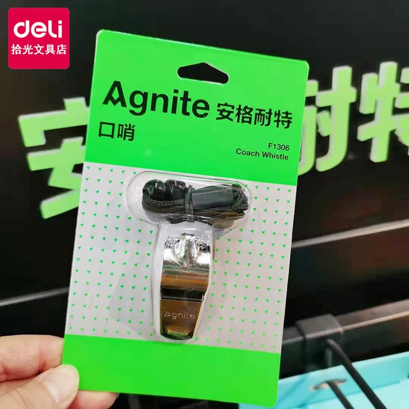 Picture of Deli angnite F1306 stainless steel whistle referee sports teacher children's treble outdoor military training whistle