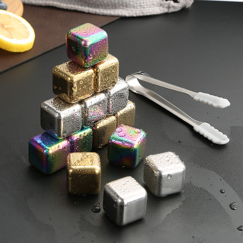 Picture of Cross-border 304 stainless steel ice cubes quick-frozen metal ice cubes suit titanium-plated golden ice wine stone whiskey stone ice particles