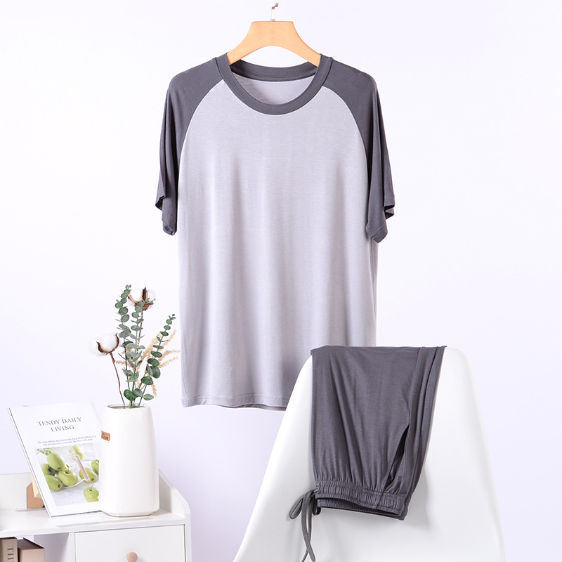 Picture of Spring and Summer Men's Thin Modal Pajamas Home Clothes Set Men's Ice Silk Loose Short-sleeved Shorts Home Clothes