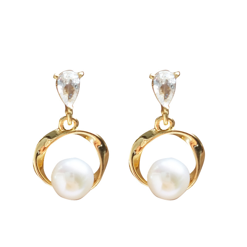 Picture of Natural Freshwater Pearl Earrings Galaxy Ring Pearl Earrings Fashion Elegant Celebrity Luxury Diamond High-grade Earrings