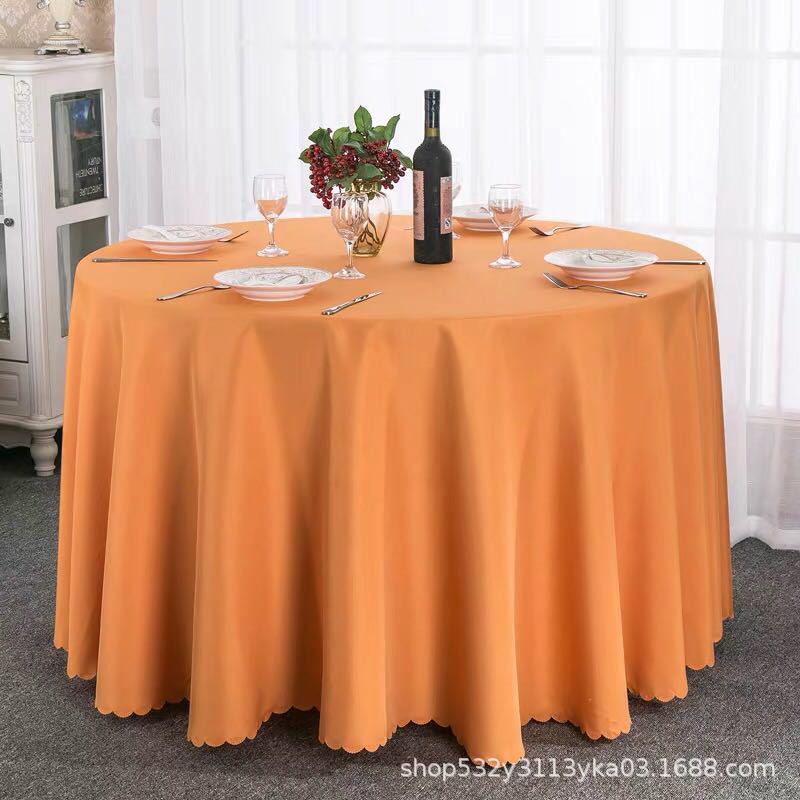 Picture of Large Round Table Restaurant Tablecloth Hotel Restaurant Banquet Family Usable Round Wedding European Tablecloth Table Cover Cross-Border