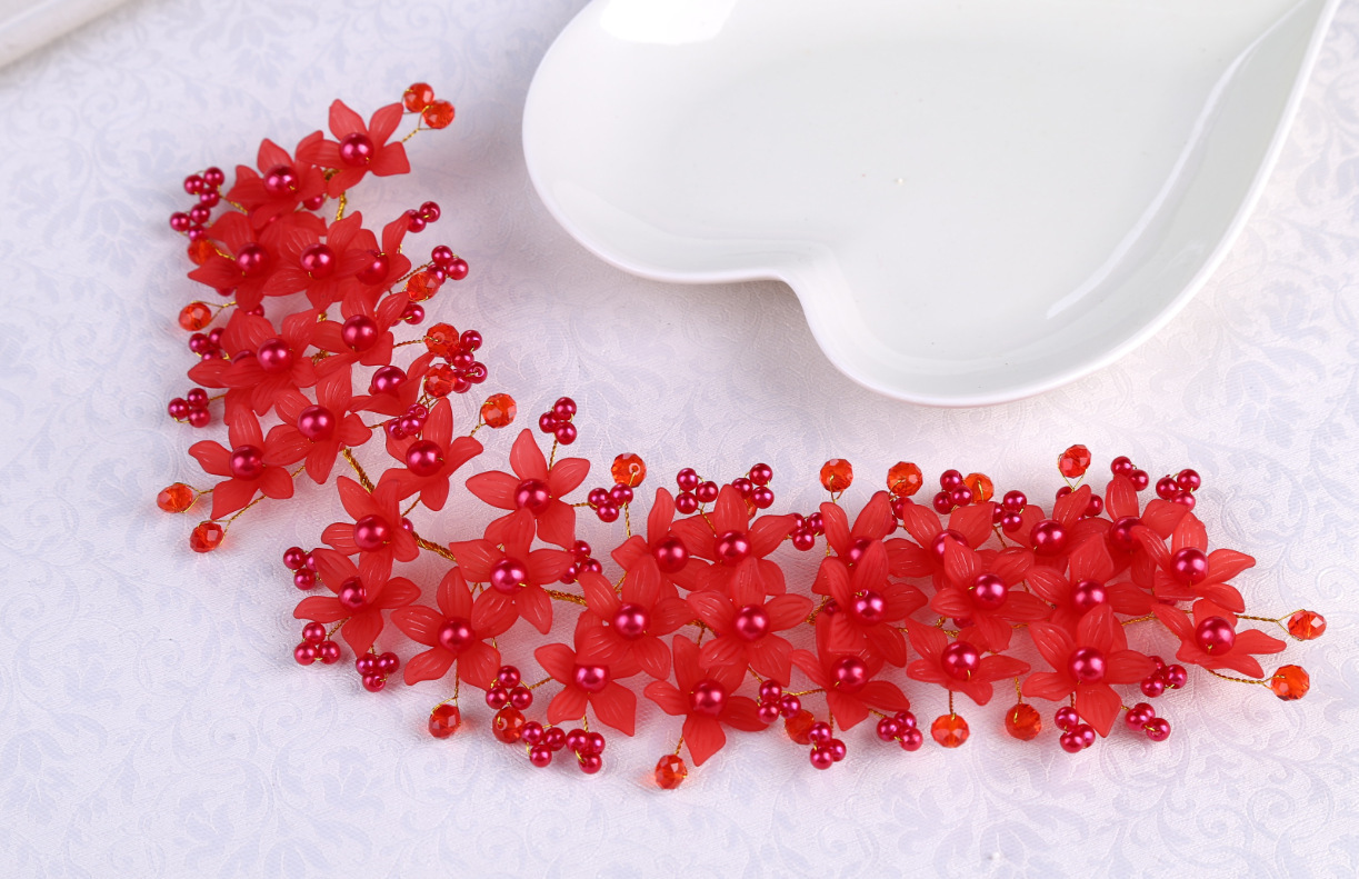 Picture of Bridal Flower Head Flower Hand-woven Crystal Headwear Korean Pearl Wedding Headwear Wedding Hair Accessories Wholesale