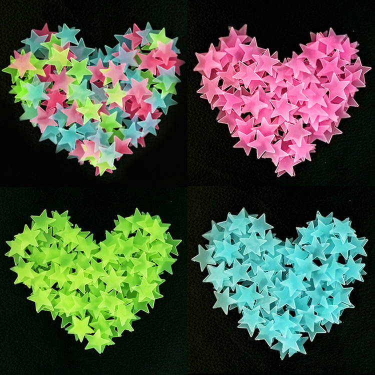 Picture of Amazon Decorative Painting Gypsophila 3D Luminous Star Sticker 3cm Fluorescent Stereo Wall Sticker Luminous Star
