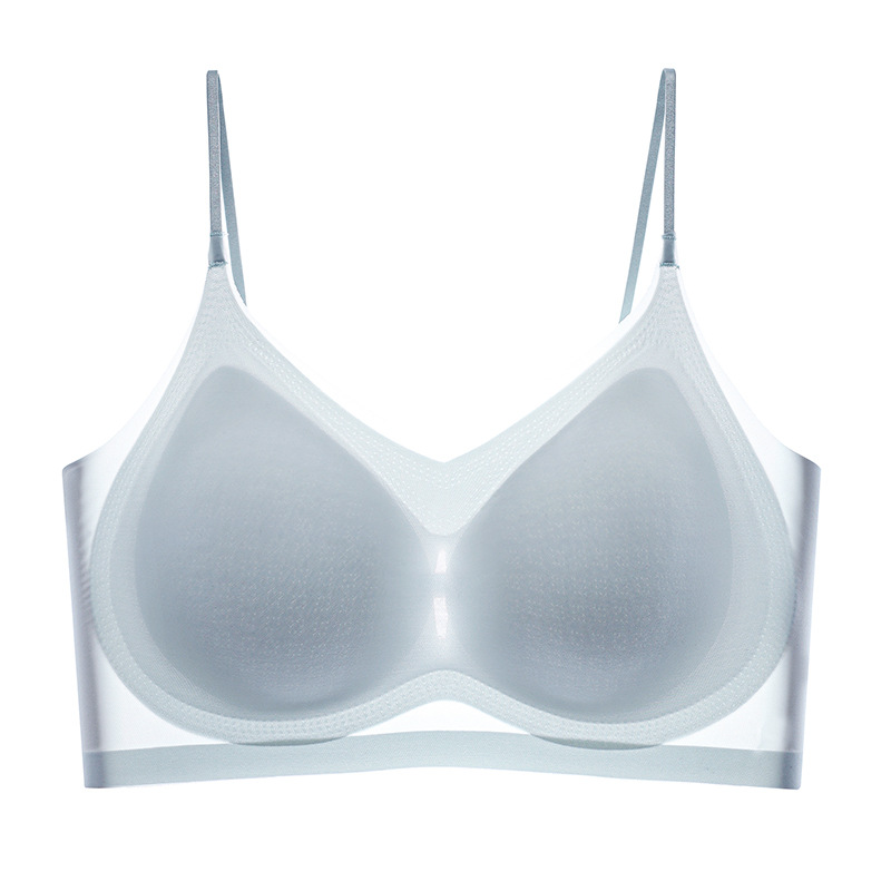 Picture of 2023 Summer Ultra-thin Ice Silk Seamless Underwear Women's Thin Breathable Large Chest Small Sling Sleeping Bra