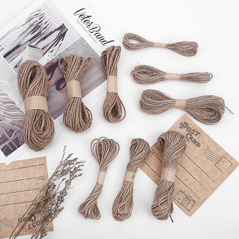 Natural Jute Rope 3 Strands Braided Jute Rope Wholesale Christmas Decorative Bundled Hemp Rope Handmade Fine Tape Tag Rope