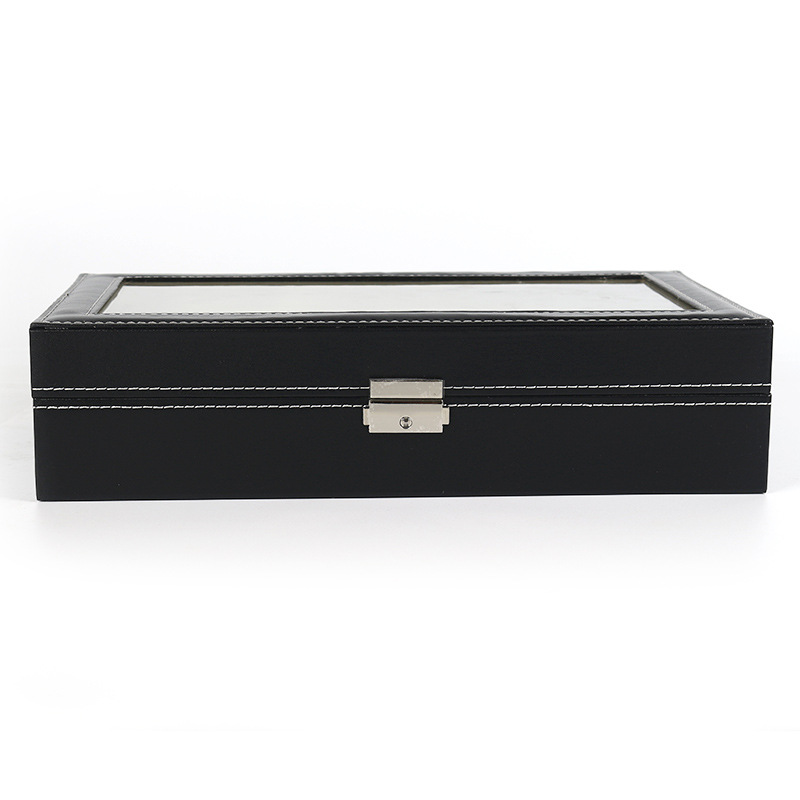 Picture of 6 watches plus 3 glasses case black PU leather glasses storage box wooden watch box spot wholesale