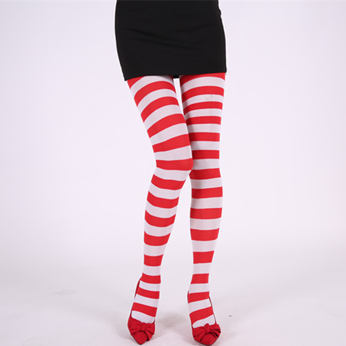 Picture of Halloween Christmas Striped Stockings Party Costume Accessories Over-the-Knee Stockings Striped Pantyhose