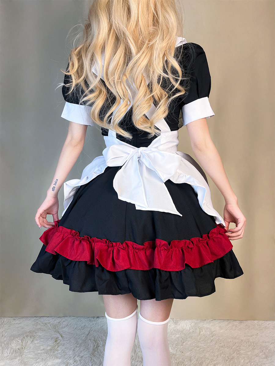 Picture of Halloween Maid Costume Gothic Dark Red Department College Style Lolita Lolita cosplay dress cos