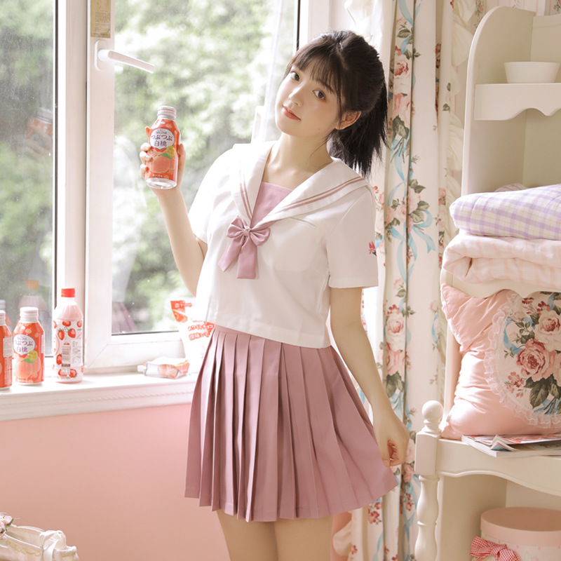 Japanese Sailor Suit Orthodox Soft Girl JK Uniform Skirt Red Magnolia Japanese Long Sleeve Middle Service Internet Celebrity Student Suit