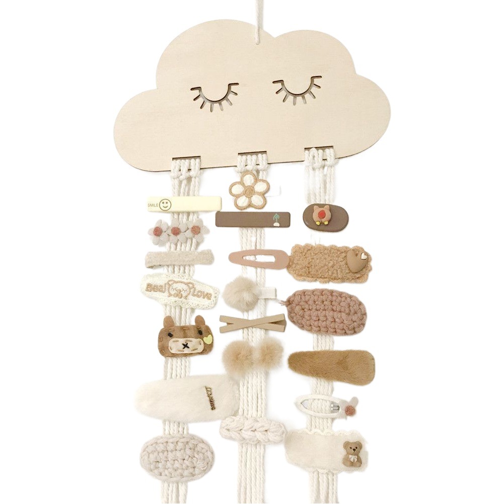 New ins Nordic Style Internet Celebrity Girl's Cloud Wood Chip Hair Clip Storage with Decorative Wall Pendant Headwear Storage