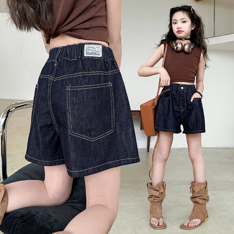 Girls' Shorts Summer Outer Wear Thin 225 New Style Middle and Large Children's Casual Western Style Little Girl Children's Denim Pants