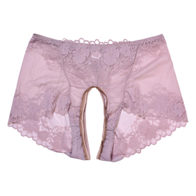 plus size Sexy Lace Open Crotch Panties Hollow Temptation Bed Ultra-thin Transparent Mesh Triangle Panties for Women