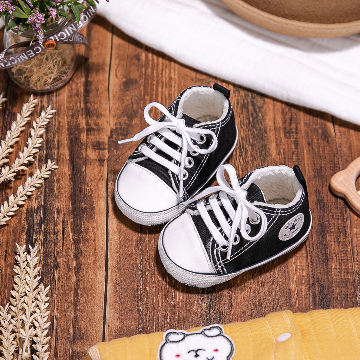 Picture of New winter baby shoes cotton shoes fleece-lined warm canvas shoes baby non-slip soft bottom toddler shoes baby shoes