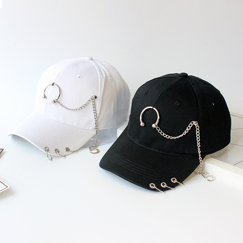 Hat Women's Korean Style Personalized Chain Hoop Peaked Cap Student Kidsren's Baseball Cap Spring and Summer Family Export Sunshade