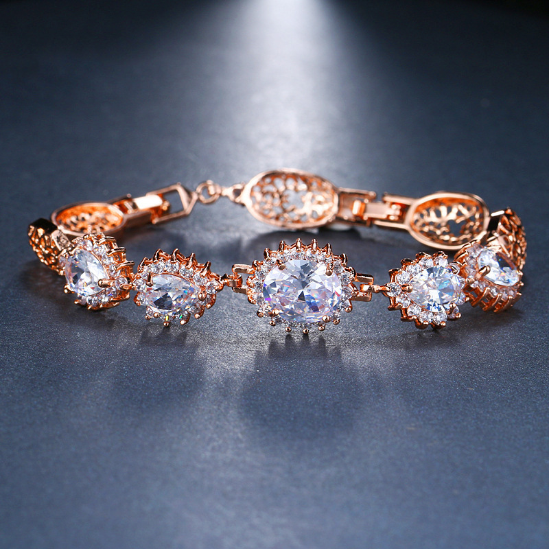 Europe and the United States exaggerated Emerald temperament ladies Bracelet rose gold plating cross-border foreign trade Lazada AliExpress source