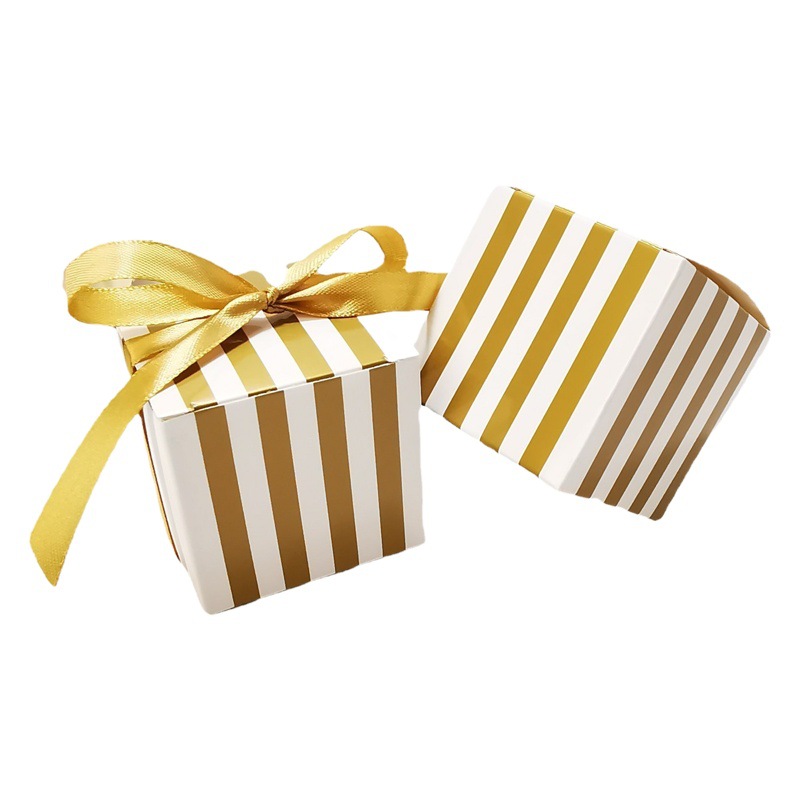 Korean Stripesd Small Square Box Silver Fantasy Wedding Candy Box 2 Ferrero Wedding Candy Box Birthday Gift