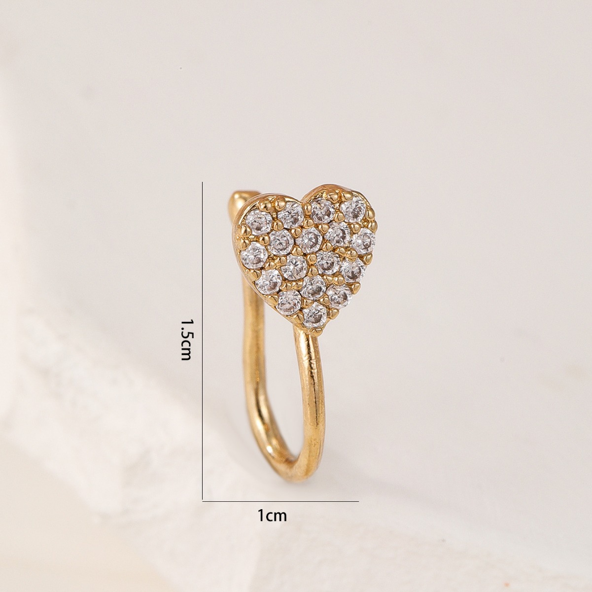 Picture of European and American hip-hop style micro-inlaid zircon love niche design nose clip non-perforated nose nail personality versatile nose ring