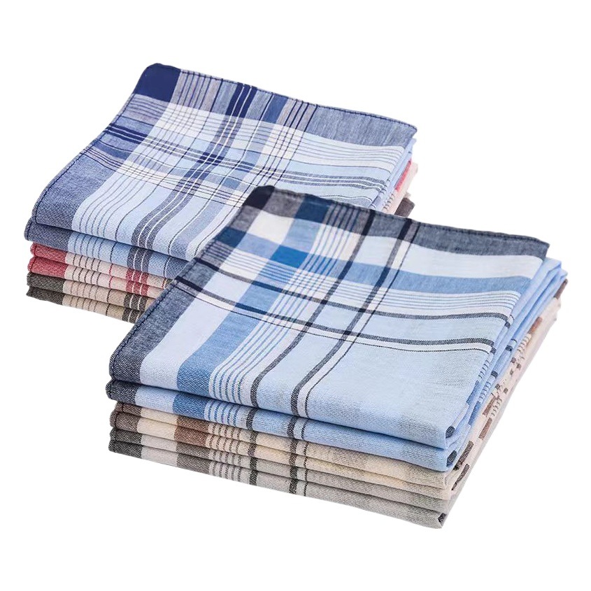 Men's cotton plaid handkerchief square scarf European and American cross-border hot sale