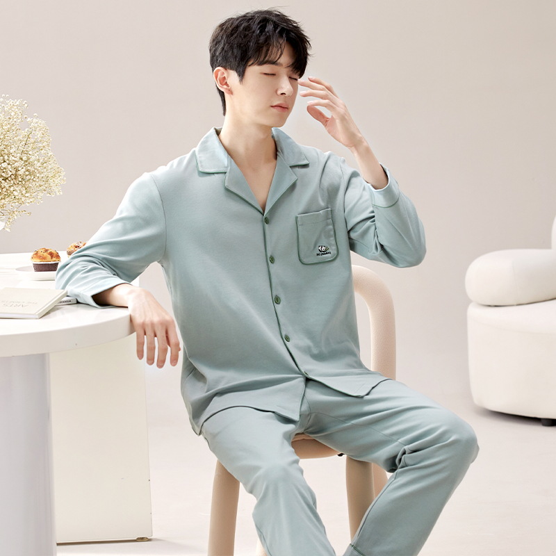 [Super soft] Pajamas Men's Autumn and Winter Cotton Long Sleeve 2024 New Youth Cotton Home Wear Men's Suit