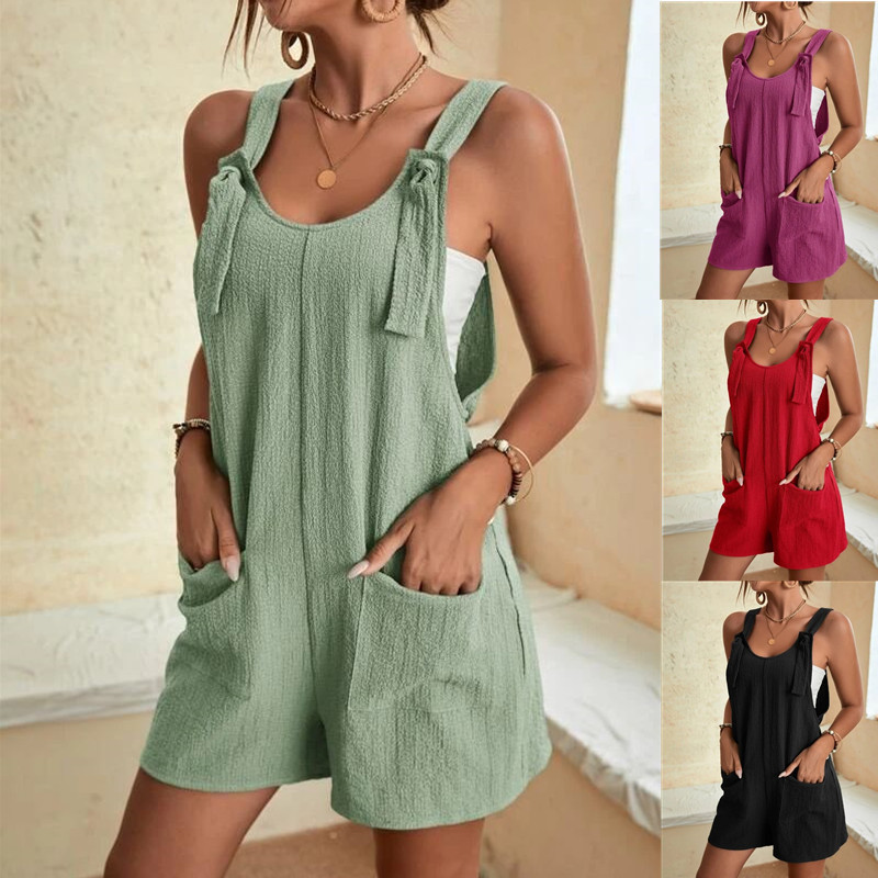 2023 European and American Women's Clothing Amazon Summer Casual Fashion Sling Shorts Jumpsuit Women
